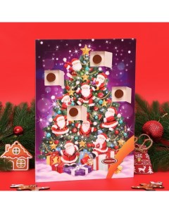 Адвент календарь с мини плитками из молочного шоколада Санта на ёлке 50 г Chocoland