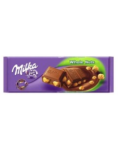 Молочный шоколад Whole Nuts с цельным фундуком 250 грамм Упаковка 12 шт Milka