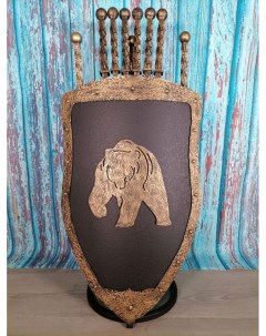 Каминный набор Щит подставка Медведь на 6 шампуров Афон Shampurs