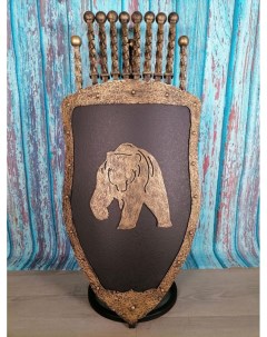 Каминный набор Щит подставка Медведь на 8 шампуров Бештау Shampurs