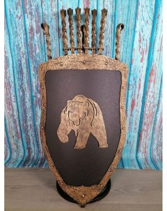 Каминный набор Щит подставка Медведь на 6 шампуров Монблан Shampurs