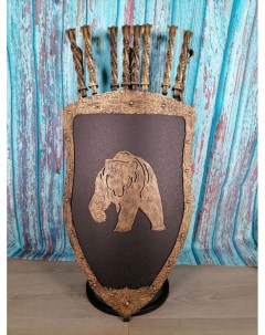 Каминный набор Щит подставка Медведь на 8 шампуров Арарат Shampurs
