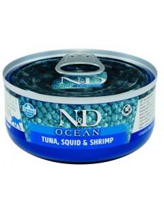 Консервы для кошек N D Ocean Cat тунец кальмар креветки 12шт по 70г Farmina