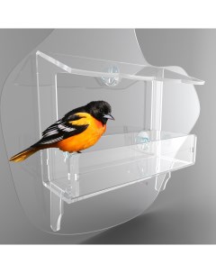 Кормушка для птиц FEEDER 200 на окно прозрачная на присосках акрил 20х10х15 см Бигмаг