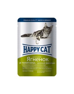 Влажный корм для кошек ягненок и телятина с фасолью 22шт по 100г Happy cat