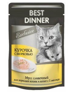 Влажный корм для кошек Exclusive сливочный мусс курочка с морковью 85г Best dinner
