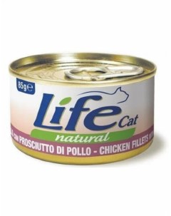 Консервы для кошек Natural курица с уткой в бульоне 24шт по 85г Lifecat