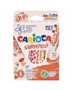 Фломастеры штампы двусторонние Stamperello 6 цветов смываемые 42279 2 шт Carioca