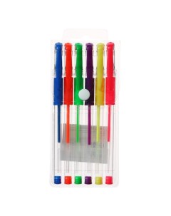 Ручка гелевая 6 цветов флуоресцентные с резиновыми держателями Calligrata