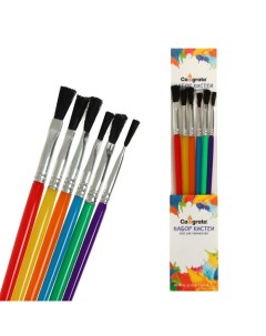 Кисть нейлон 6 штук плоские с пластиковыми цветными ручками 2шт Calligrata