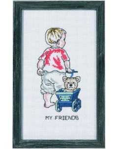 Набор для вышивания крестом Мальчик с паровозиком арт 92 1183 Permin