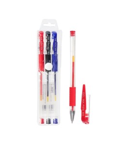 Ручка гелевая 3 цвета с резиновыми держателями в блистере 3шт Calligrata