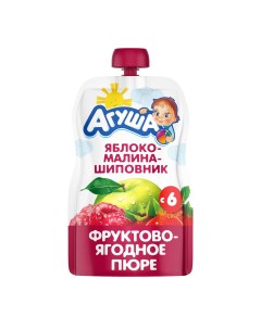 Пюре фруктово ягодное Яблоко Малина Шиповник 90 г Агуша