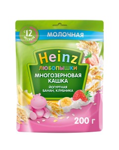 Каша йогуртная многозерновая банан клубника c 12 ти месяцев 200 г Heinz