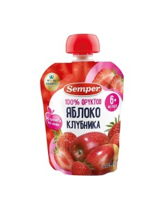 Пюре фруктово ягодное Яблоко и клубника 90 г Semper