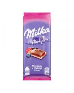 Шоколад молочный двухслойный с начинкой из миндаля и лесных ягод 85 г Milka