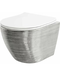 Унитаз подвесной безободковый с сиденьем микролифт серебро белый GR 4455SWS Grossman