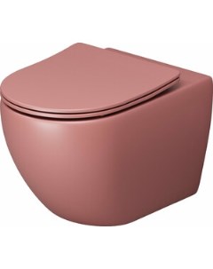 Унитаз подвесной безободковый Color с сиденьем микролифт розовый матовый GR 4411PIMS Grossman