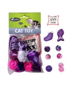 Набор из 10 игрушек для кошек с рыбкой мячиками и кошачьей мятой 100 г Papillon