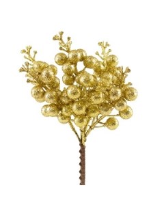 Декоративная ветка с ягодами 19 см золотой Азалия