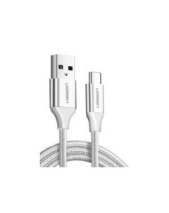 Кабель US288 60133 USB A 2 0 to USB C Cable Nickel Plating Aluminum Braid 2м серебристый Ugreen
