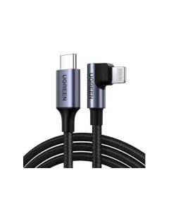 Кабель US305 60765 USB C to Lightning Angled Cable Aluminum Shell Braided 2м черный Ugreen