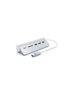 USB хаб и кардридер Aluminum USB 3 0 Hub Card Reader серебряный Satechi