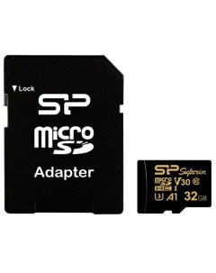 Карта памяти 32GB SP032GBSTHDV3V1GSP microSDHC Class 10 UHS I U3 100 80 Mb s A1 SD адаптер Silicon power