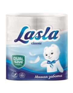 Туалетная бумага Classic 2 слоя 4 шт 15 м с втулкой Lasla