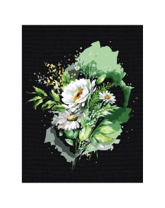 Картина по номерам на черном холсте Цветы 30 40 см c акриловыми красками и кистями Три совы