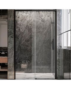 Душевая дверь в нишу Premium Trento 150х200 профиль черный стекло прозрачное Veconi