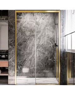 Душевая дверь в нишу Premium Trento 140х200 профиль золото стекло прозрачное Veconi
