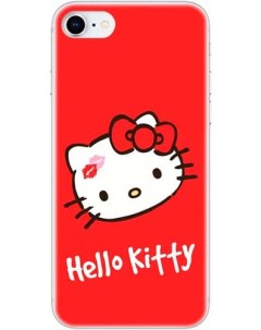 Чехол накладка Hello Kitty для смартфона Apple iPhone 7 8 пластик красный 107214 Deppa