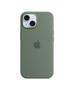 Чехол накладка Silicone Case with MagSafe для смартфона iPhone 15 силикон микрофибра зелёный MT0X3FE Apple
