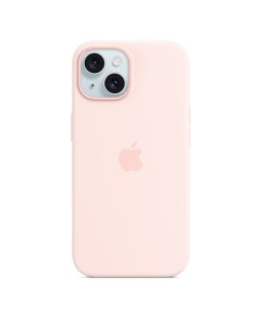 Чехол накладка Silicone Case with MagSafe для смартфона iPhone 15 силикон микрофибра светло розовый  Apple