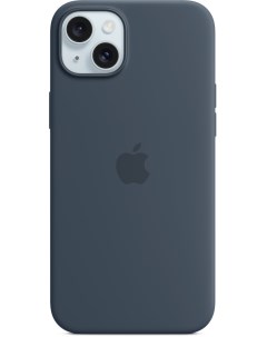 Чехол накладка Silicone Case with MagSafe для смартфона iPhone 15 Plus силикон микрофибра темно сини Apple