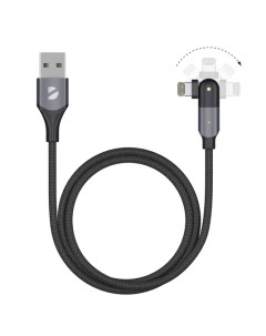 Кабель USB Lightning 8 pin прямой поворотный быстрая зарядка 2 4А 1 2 м черный 72326 Deppa