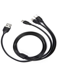 Кабель USB Lightning 8 pin Micro USB USB Type C магнитный 1 м черный 3в1 УТ000022586 Mb mobility