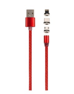 Кабель USB Lightning 8 pin Micro USB USB Type C магнитный 1 м красный УТ000029372 Mb mobility