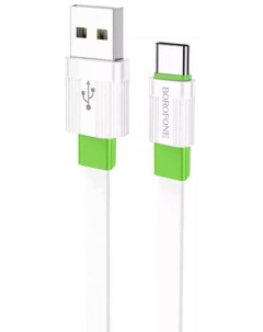 Кабель USB USB Type C плоский 3А 1 м белый зеленый Union BX89 6974443389500 Borofone