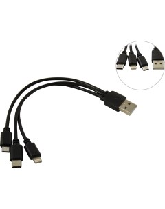 Кабель переходник адаптер USB Micro USB USB Type C Lightning 8 pin 20 см черный KS 478B KS 478B 0 2  Ks-is