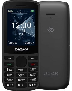 Мобильный телефон A250 2 4 320x240 TFT Unisoc T107 48Mb RAM 128Mb 3G 4G BT 2 Sim 1200 мА ч USB Type  Digma