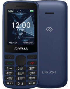 Мобильный телефон A243 2 4 320x240 TFT 32Mb RAM 32Mb BT 2 Sim 1200 мА ч USB Type C темно синий A243  Digma