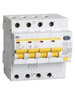 Выключатель автоматический дифференциального тока АВДТ MAD10 4 040 C 100 4P C 40А AC 100мА MAD10 4 0 Iek