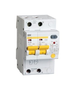 Выключатель автоматический дифференциального тока АВДТ MAD12 2 025 B 030 2P B 25А A 30мА электромеха Iek