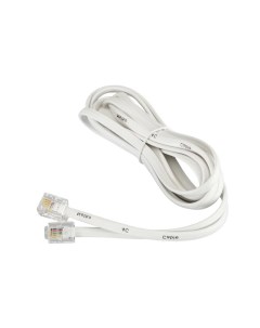 Патч-корд удлинитель телефонный, 2 м, RJ11-RJ11, белый, CU, плоский, (TEC-02M-W-PB) Netko