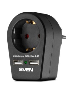 Сетевой фильтр SF S1U 1 розетка 2xUSB черный SV 019020 Sven