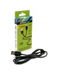 Кабель Micro USB 2 0 Bm Lightning 8 pin m 3А 1 2 м черный 15096 Ergolux