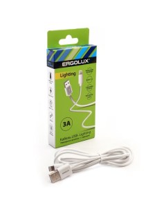Кабель Micro USB 2 0 Bm Lightning 8 pin m 3А 1 2 м белый 15097 Ergolux