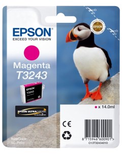 Картридж для струйного принтера T3243 C13T32434010 пурпурный оригинал Epson